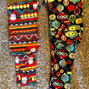 2LuLaRoe Christmas Leggings Tall & Curvy Like New